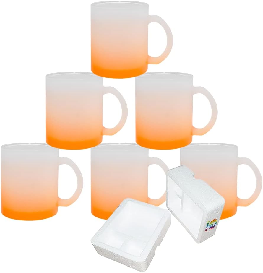MR.R 11oz Sublimatio Farbbecher aus Glas Sublimation Tasse 6 Stück (Orange), Orange