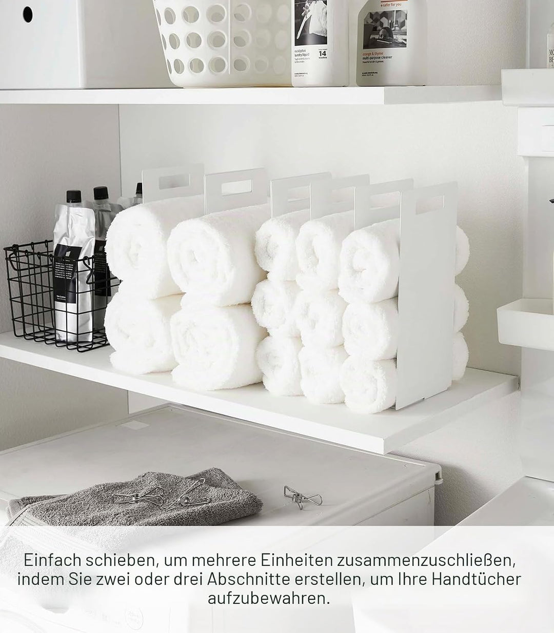 Yamazaki 4316 Tower Towel Organizers (Set of 2), White, Steel, 14.5 x 14.5 x 30 cm One Size Weiss, O
