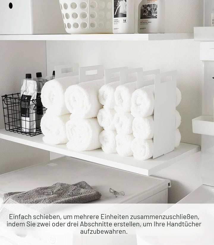 Yamazaki 4316 Tower Towel Organizers (Set of 2), White, Steel, 14.5 x 14.5 x 30 cm One Size Weiss, O