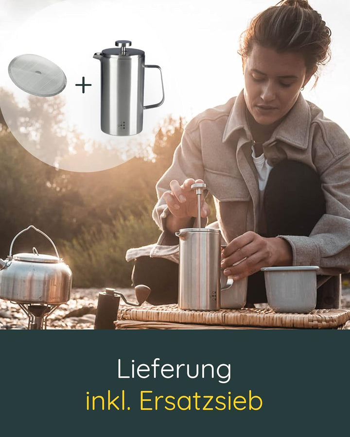 Coyooco ® French Press Edelstahl 800 ml | Für 4 Tassen | In 2 Grössen erhältlich | Leckerer Kaffee f