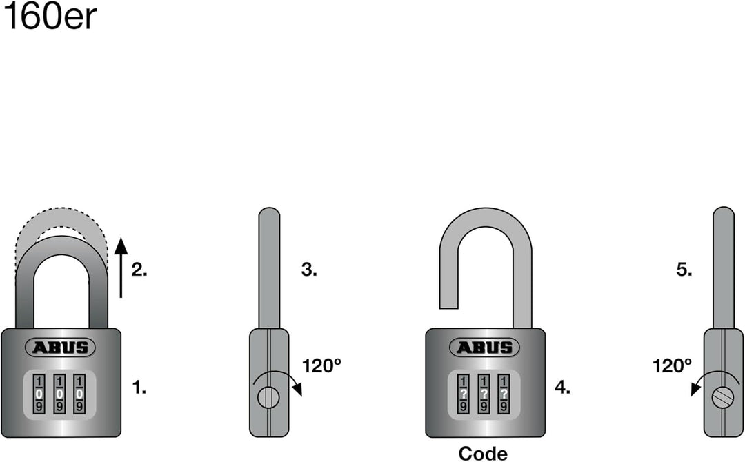 ABUS Zahlenschloss 160/50 - Vorhängeschloss in hochglanz-verchromter Optik - mit individuell einstel