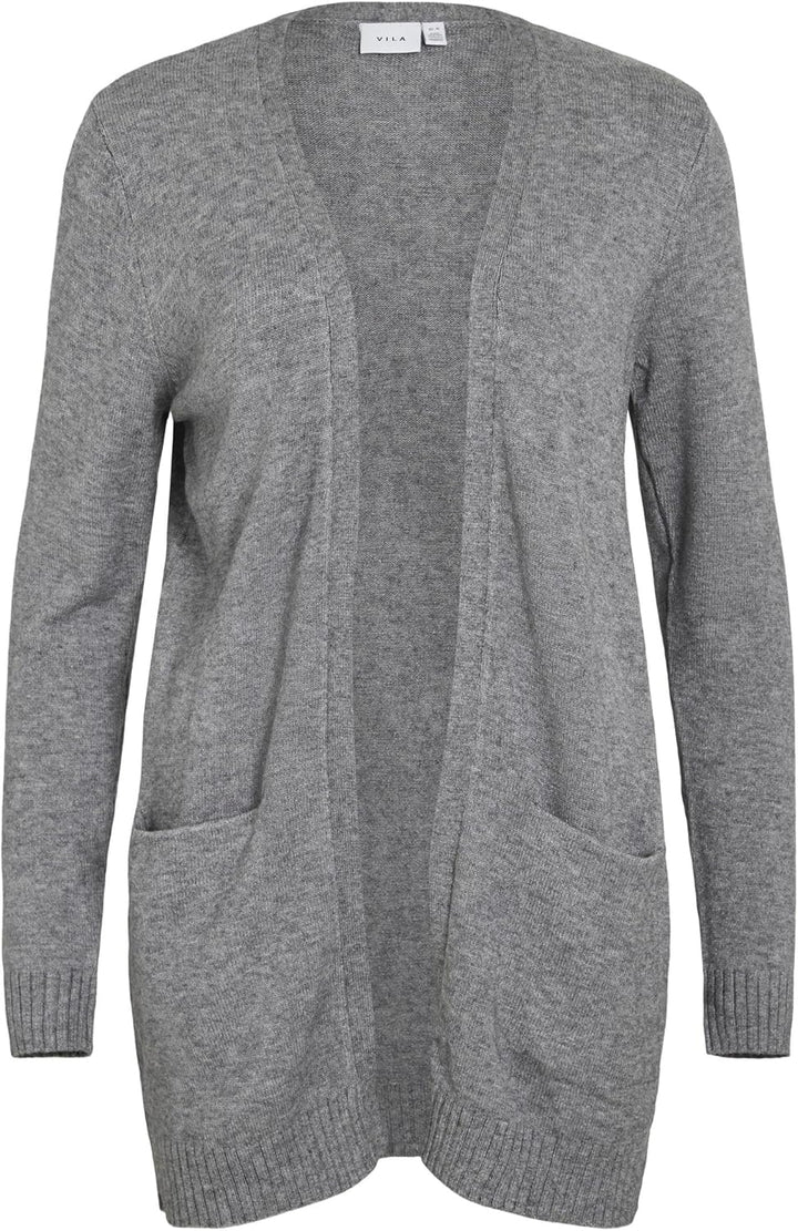 Vila Damen Viril Open L/S Knit Cardigan-Noos Strickjacke XS Medium Grey Melange, XS Medium Grey Mela