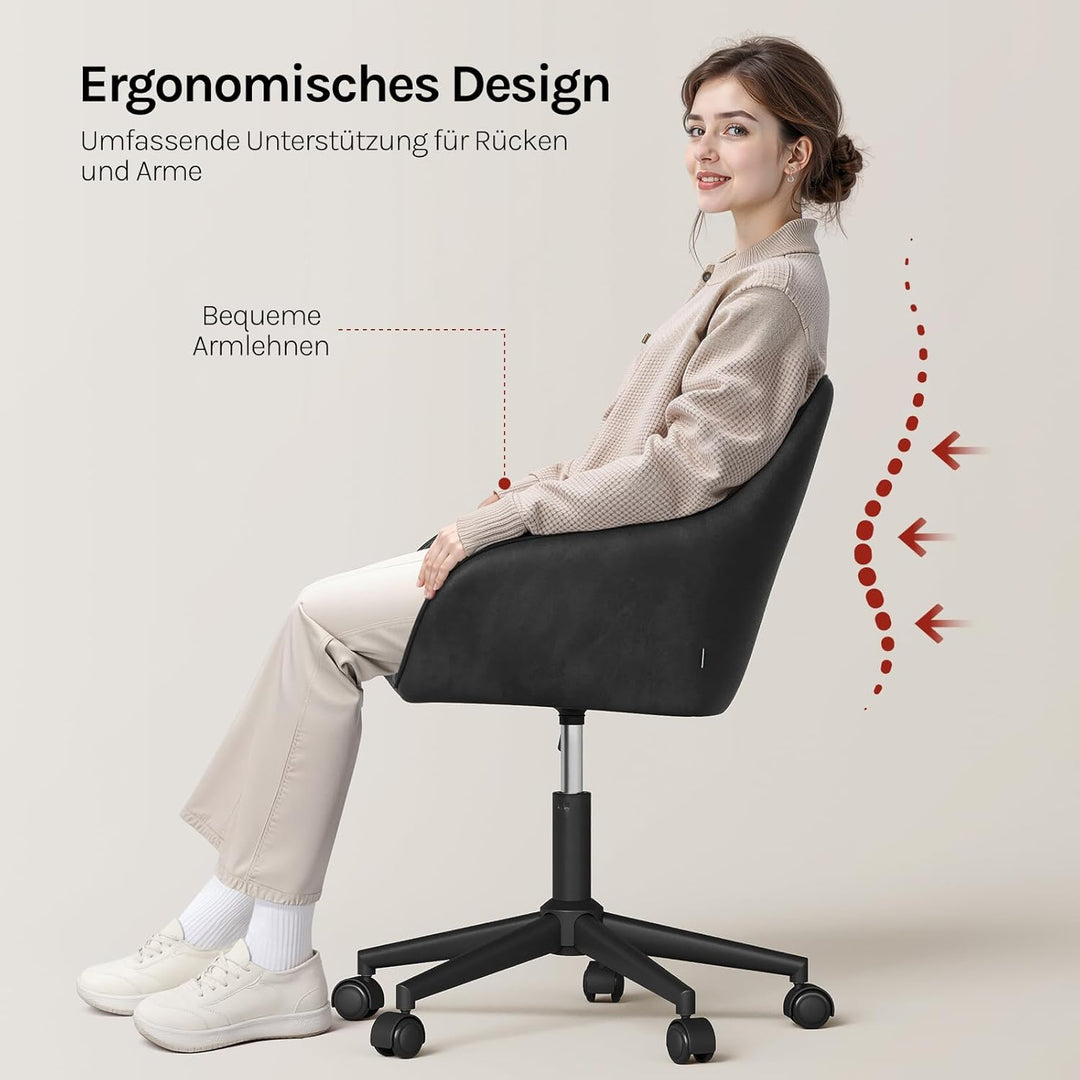 WOLTU Homeoffice Stuhl, Schreibtischstuhl, Drehstuhl, Schminkstuhl, höhenverstellbar, bis 150 kg bel