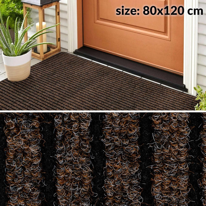 ANRO Schmutzfangmatte Mischa Braun 120 x 80 cm – grosse rutschfeste Bodenmatte für innen & aussen |