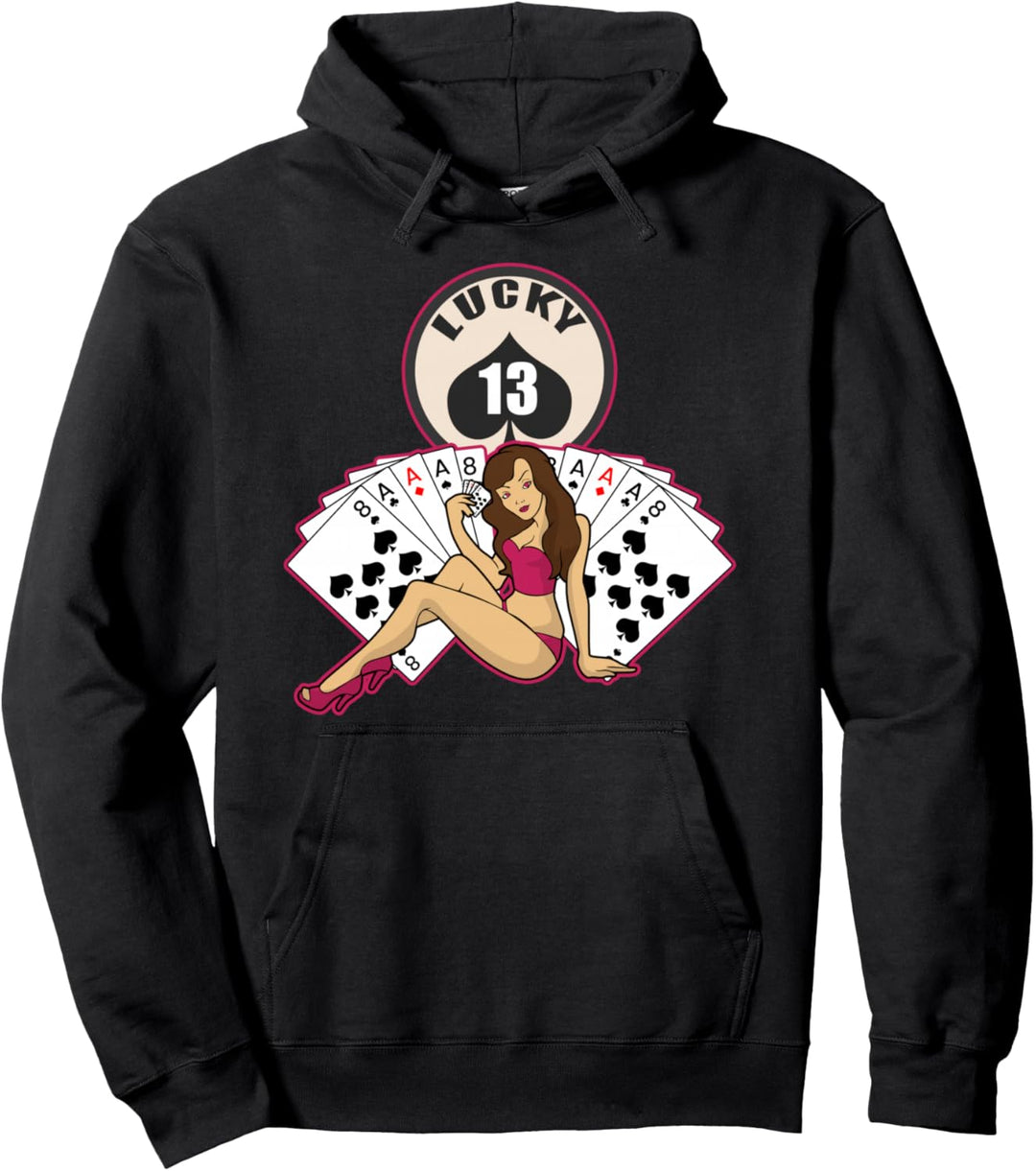 Poker - Pin Up Girl - Lucky 13 Pullover Hoodie