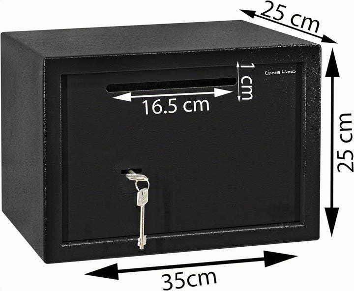 Genie Hand – Mechanische Tresorbox mit Einwurfschlitz – Doppelbartschloss (gross), L