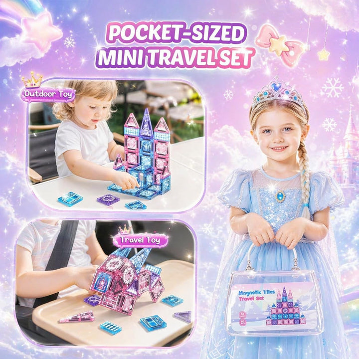 Magnetische Bausteine Reiseset 43 Pcs, Mini Magnetbausteine Reisespiele Kinder Spielzeug ab 3 4 5 6