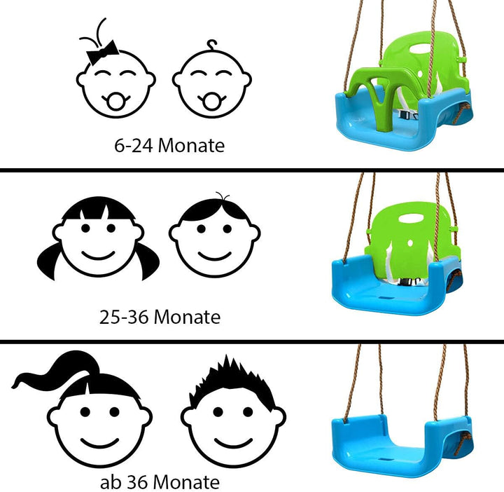 LittleTom 3-in-1 Babyschaukel Outdoor ab 6 Monate - 40x43x33 Gartenschaukel Baby Schaukel Kleinkinde