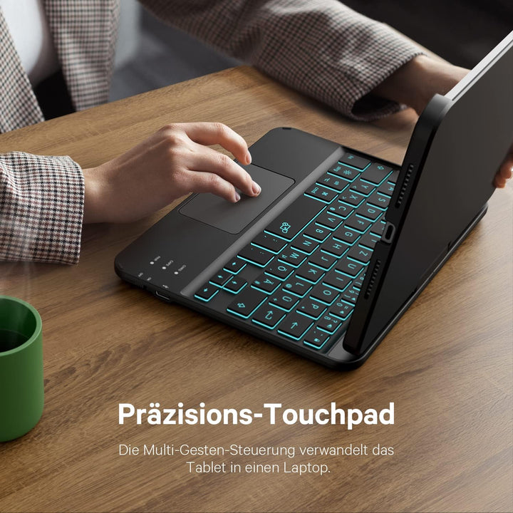 Earto iPad Mini 6 Hülle mit Tastatur, Smart Trackpad, 7 Farben Tastatur mit Hintergrundbeleuchtung,