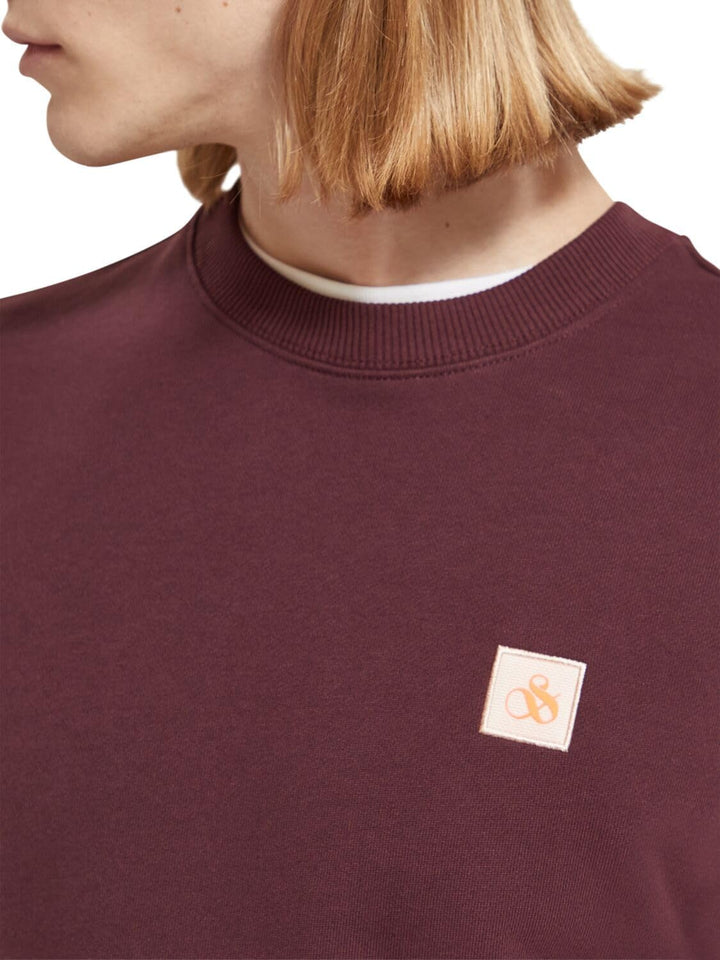 Scotch & Soda Herren Regular Fit Logo Badge Organic Cotton Sweatshirt, Berry Wine 6637