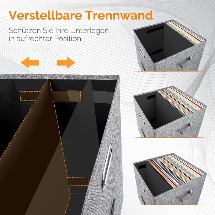 Vinyl-Schallplatten-Aufbewahrungsbox für 50+ einzelne LPs (30,5 cm), stapelbare Alben, Leinenkiste m