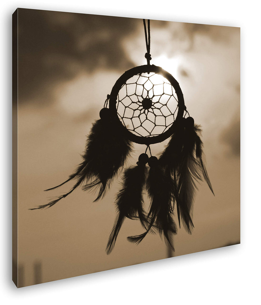 deyoli Traumfänger im Wind Format: 70x70 Effekt: Sepia als Leinwandbild, Motiv auf Echtholzrahmen, H