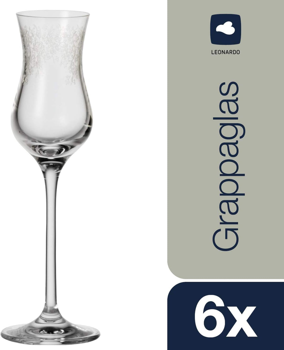 Leonardo Chateau Grappa-Gläser, 6er Set, spülmaschinenfeste Digestif-Gläser, Schnaps-Glas mit gezoge