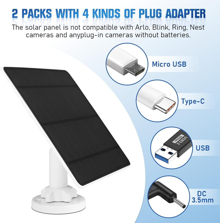5W Solarpanel für Überwachungskamera Aussen Akku, 5V Solarmodul ist kompatibel mit WYZE Battery Cam