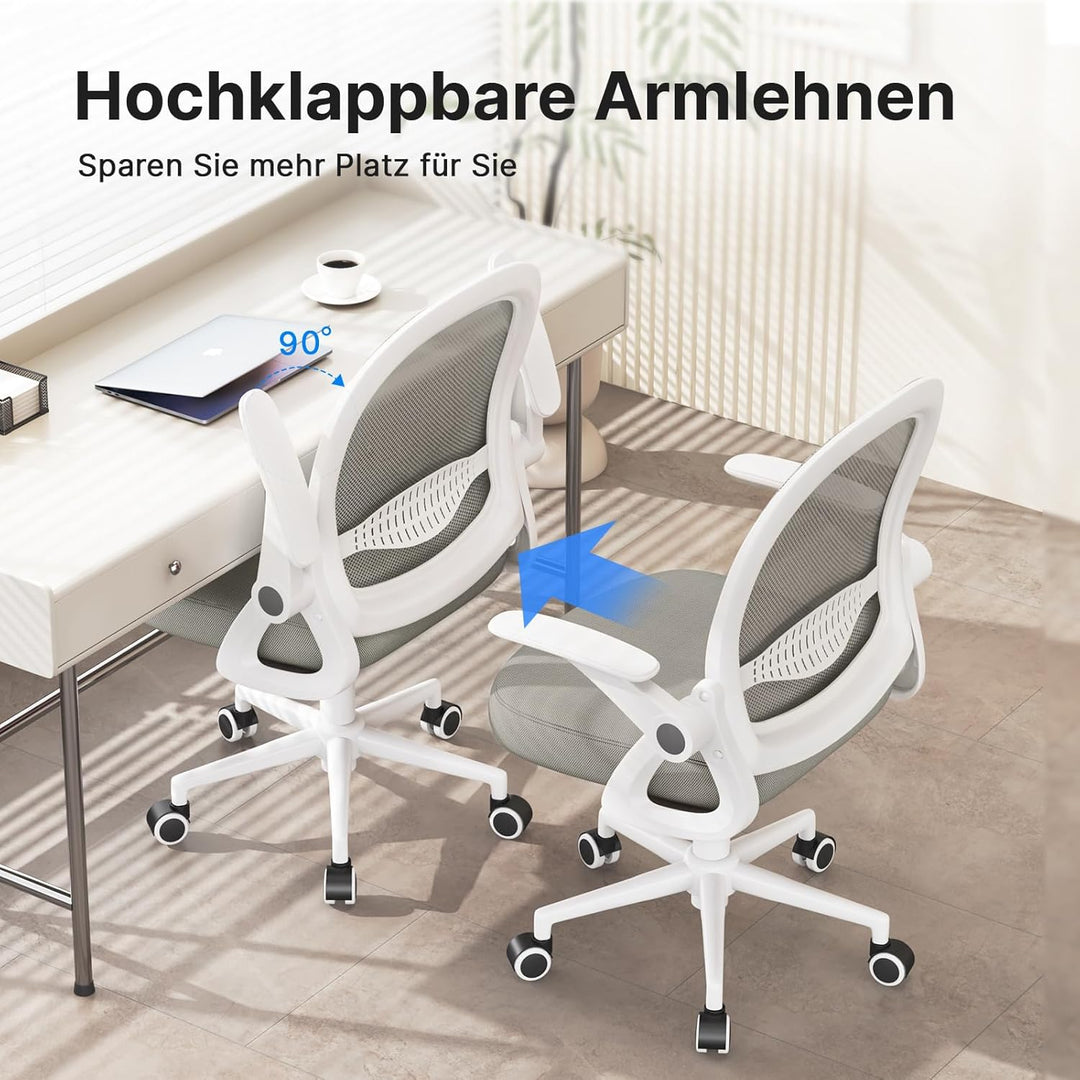 naspaluro Bürostuhl, Ergonomischer Schreibtischstuhl mit Atmungsaktiv Netzbespannung, Hochklappbare