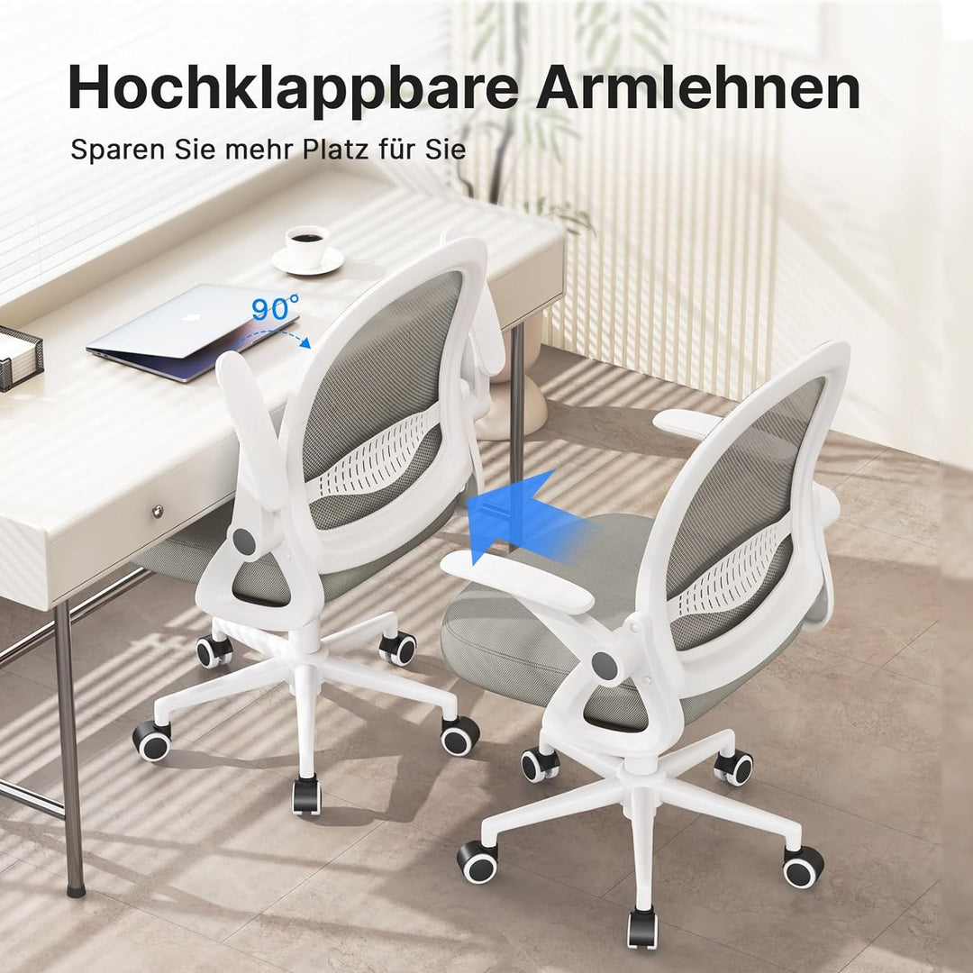 naspaluro Bürostuhl, Ergonomischer Schreibtischstuhl mit Atmungsaktiv Netzbespannung, Hochklappbare