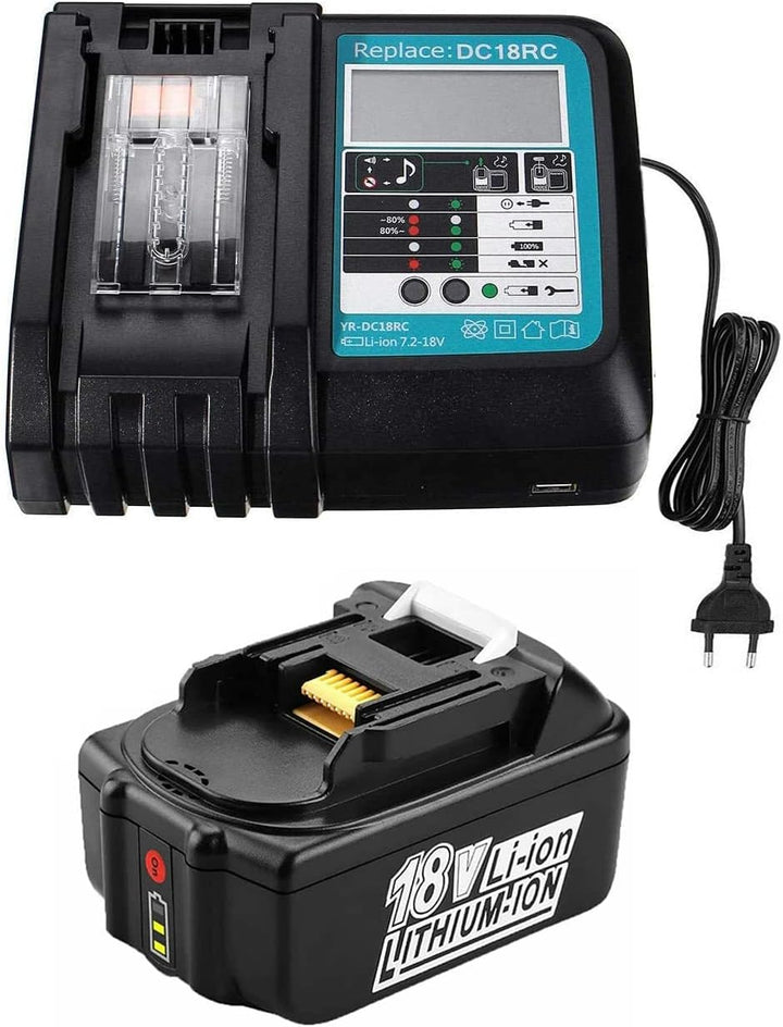 FengWings® BL1850B Akku 18V 5,0Ah mit 3A Ladegerät DC18RC Ersetzen für Makita BL1830 BL1840 BL1850 E