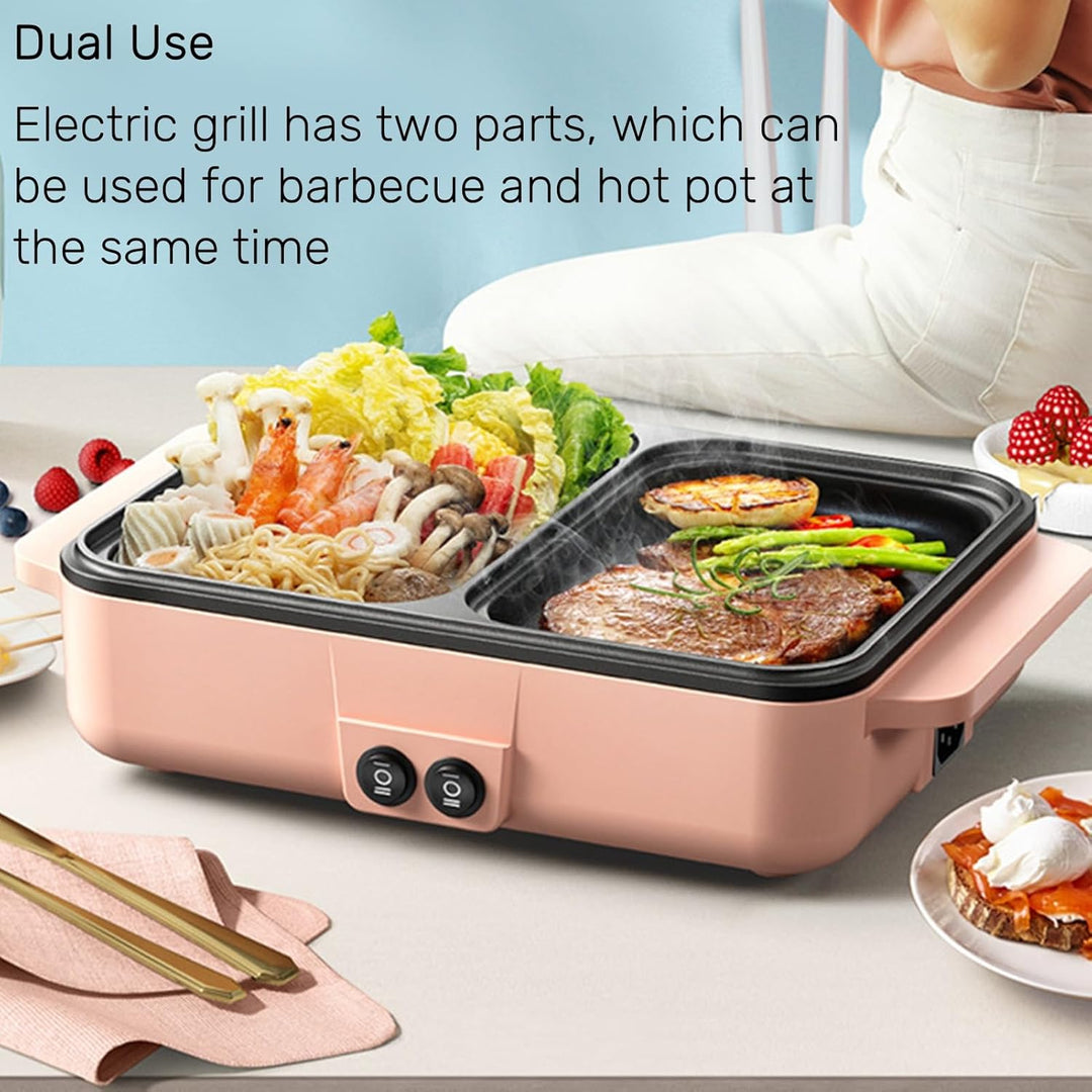 Topyond 1200W Elektrischer Innengrill Tischgrill,Elektrisch Koreanischer Grill,Kontaktgrill,Grillpla