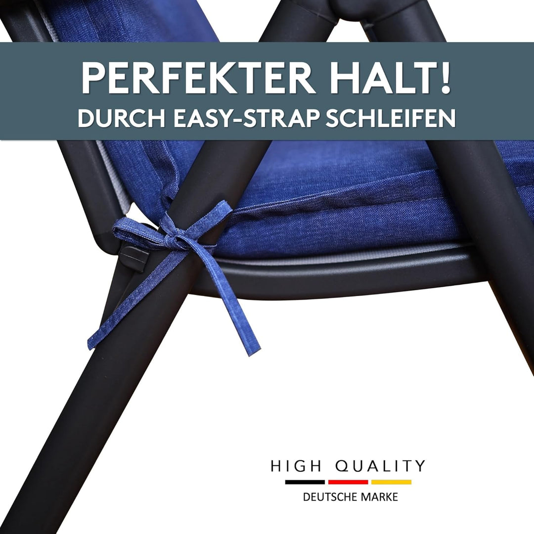 LILENO HOME Gartenstuhl Auflagen als [1er Set - Niedriglehner] in Blau Uni - Bequeme Liegen als Sitz