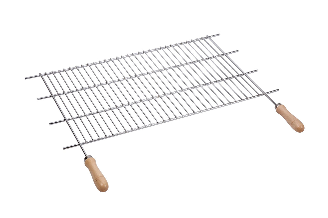 Sauvic Grillrost aus Edelstahl 18/8 mit Holzgriffen und anpassbarer Länge, 73–82x40 cm