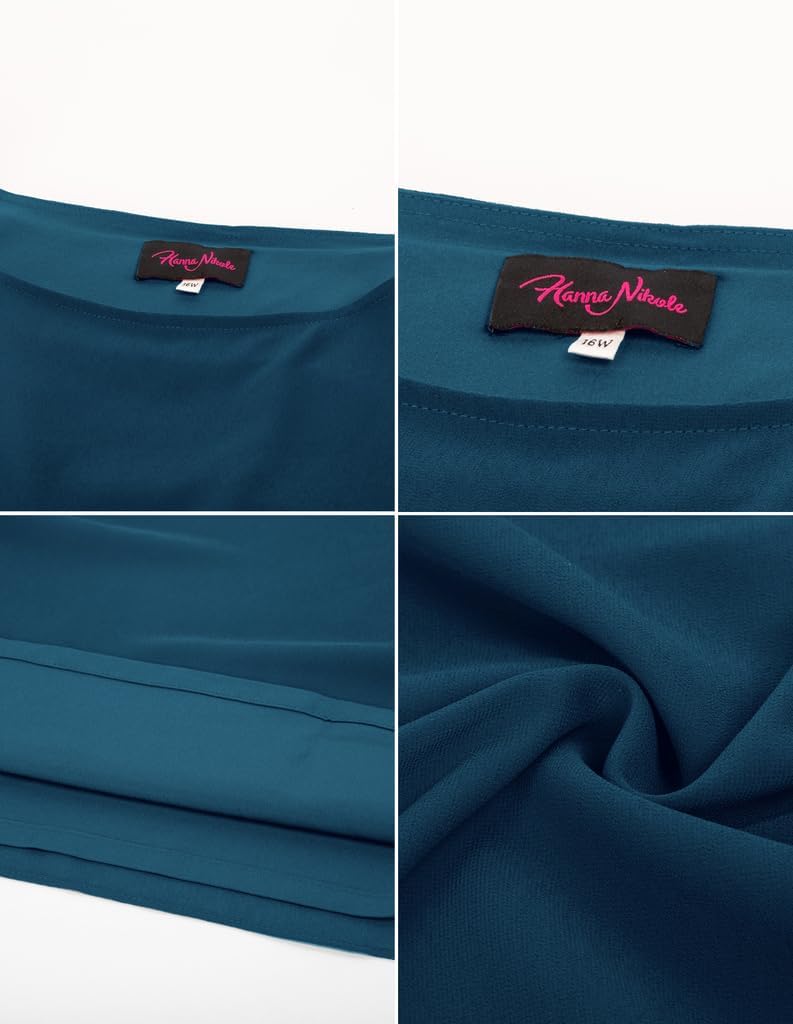 Hanna Nikole Damen Grosse Grössen Chiffon Blusen Elegant Fledermaus Hemd Doppellagige Tops Lose Long