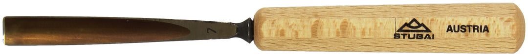 STUBAI Stemmeisen Stechbeitel Serie 52 - Form 7 | Gerades Hohleisen - 12 mm, mit Holzgriff, für Figu