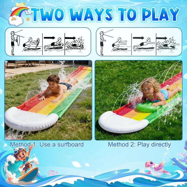 Wasserrutsche Garten für Kinder, Wasserrutschbahn mit 1 Aufblasbaren Rutschbrettern, Wasserrutsche G
