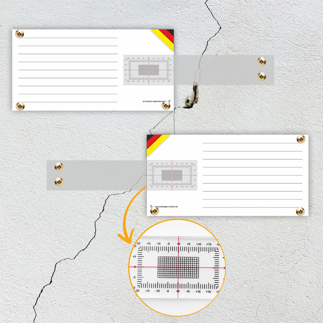 Sachverständigen-Zubehör® Rissmonitor als [Profi Messgerät] 2er Set | transparente Messlehre | Spalt