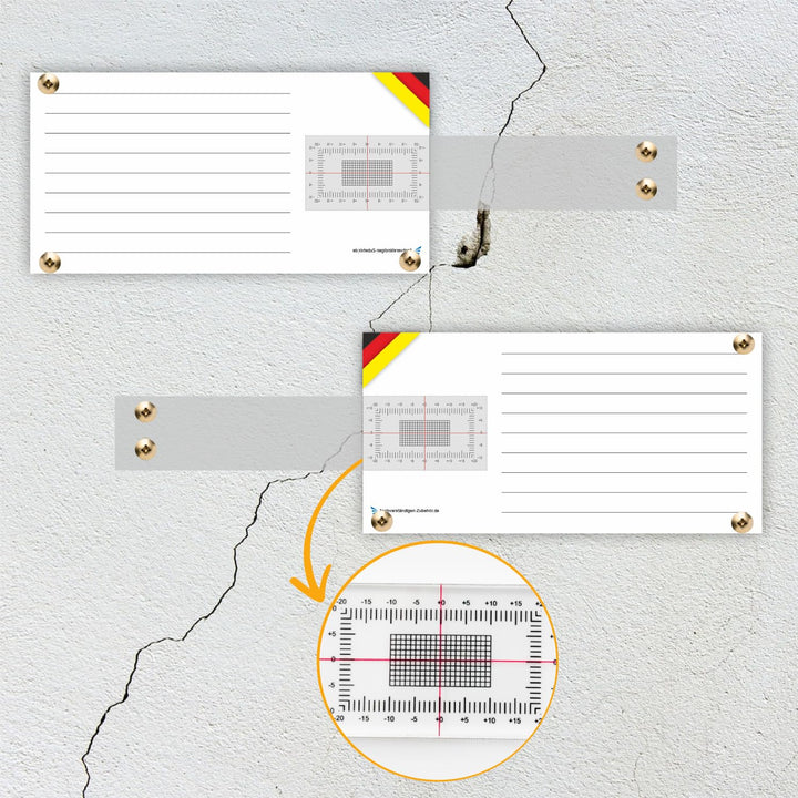 Sachverständigen-Zubehör® Rissmonitor als [Profi Messgerät] 2er Set | transparente Messlehre | Spalt