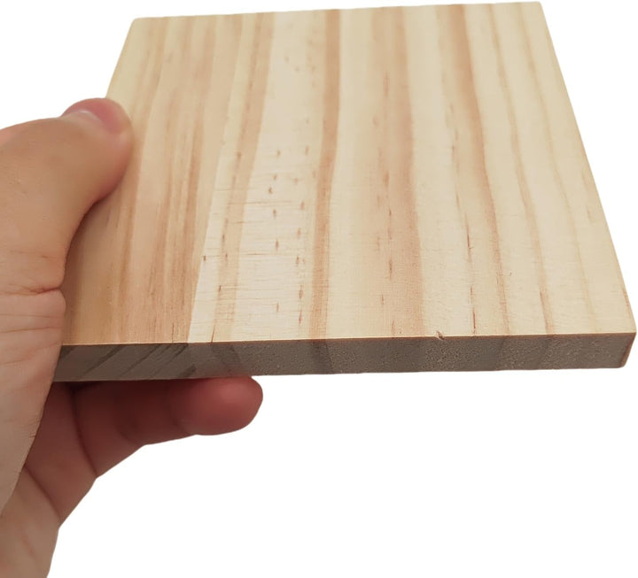 12 Stück Unlackierte quadratische Holzblöcke zum Basteln, 10 x 10 x 1 cm blanko Holzquadrate aus Kie
