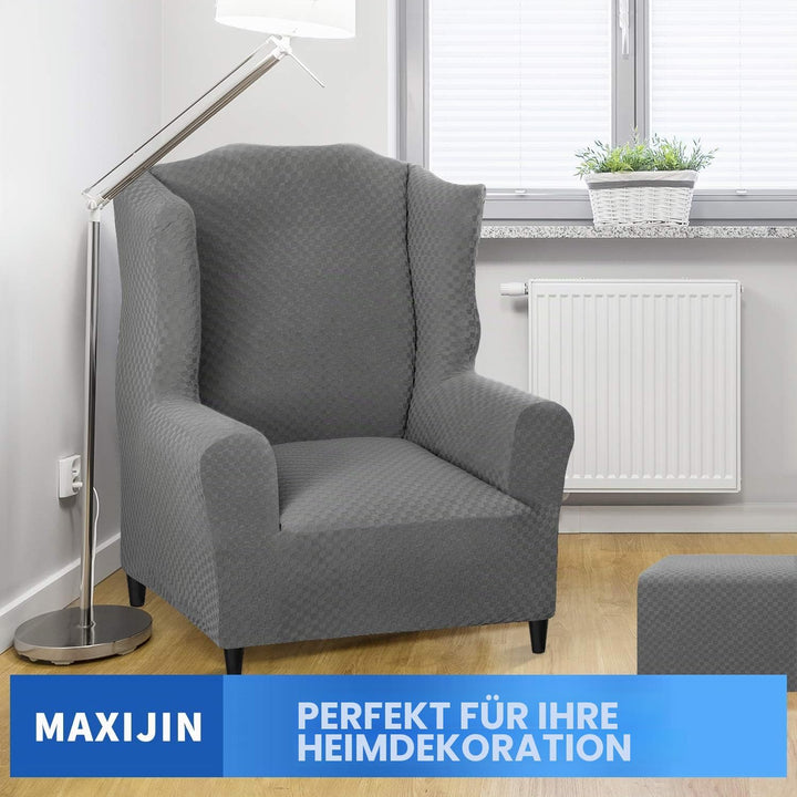 MAXIJIN Elastischer Sesselbezug mit Ohren 1 Stück Jacquard Sofaschutz Kopfstütze Sofabezug Sessel mi