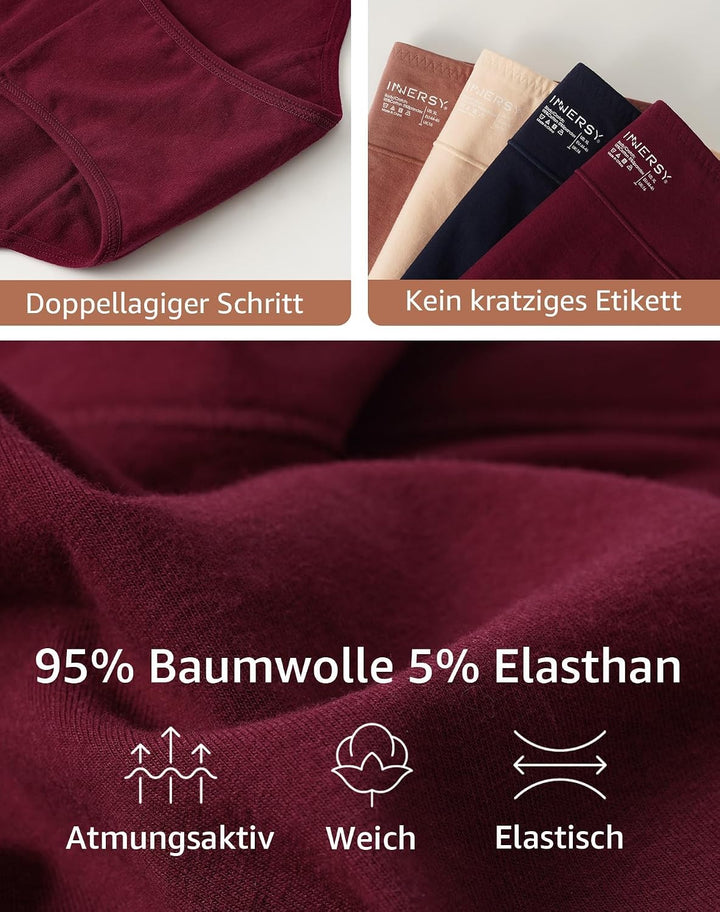 INNERSY Unterhosen Grosse Grössen Damen Taillenslip Baumwolle High Waist Slip (44-62) 4er Pack 44-46