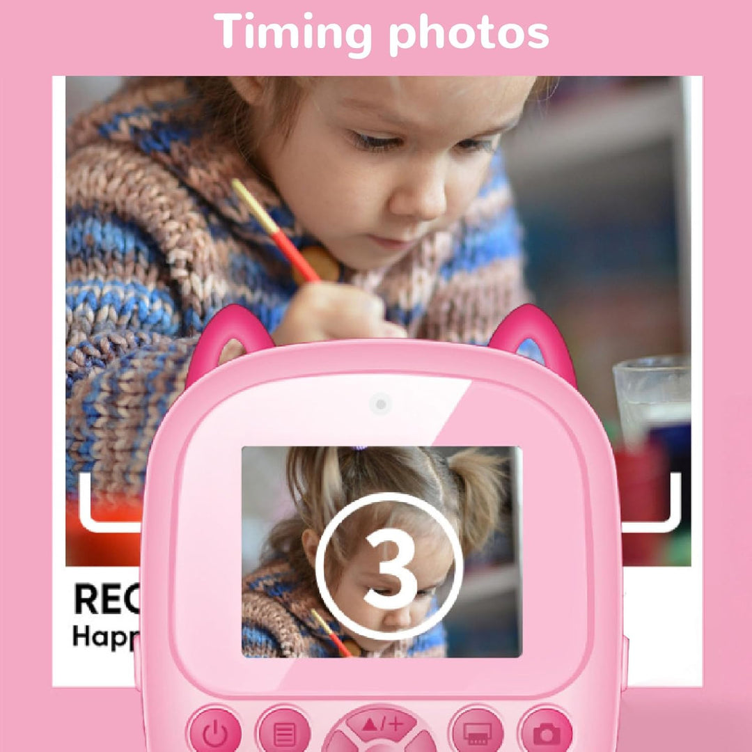 Sofortdruckkamera für, 48 MP 1080P 2,4-Zoll-Bildschirmkamera, DIY-Graffiti-Timer-Countdown-Selfies-K