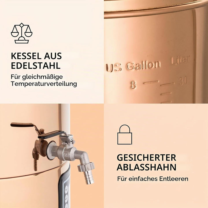 Klarstein Mundschenk Maischekessel Copper 30 Liters 30 Liters Copper, 30 Liters Copper