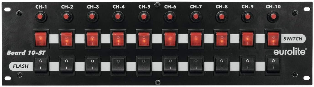 Eurolite Board 10-ST 10x Schutzkontakt | Panel, 10 Schalter (10 x Flash), getrenntes Schalten (10 Sc