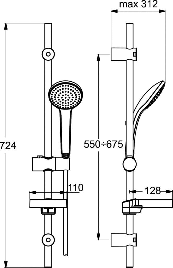 Ideal Standard B9418AA Idealrain Brausekombination Aufputz Rund M1 720mm, Rund M1 720mm