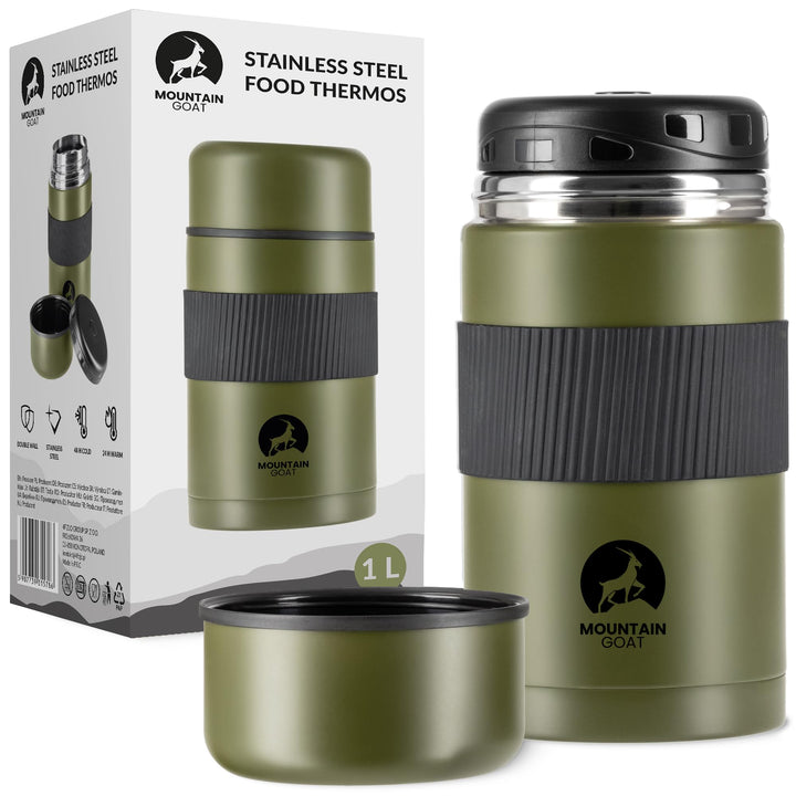 MOUNTAIN GOAT Thermobehälter für Essen 1L aus Edelstahl, Doppelwandig, Druckentlastungsventil, Isoli
