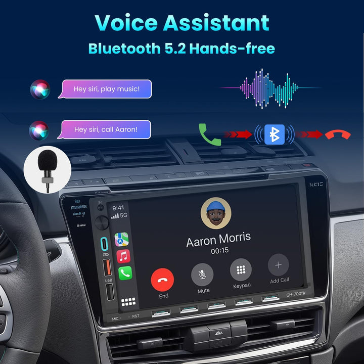 Autoradio Bluetooth 2Din mit Bildschirm(7"), Kompatibel mit [Wireless] Apple CarPlay/Android Auto Ty