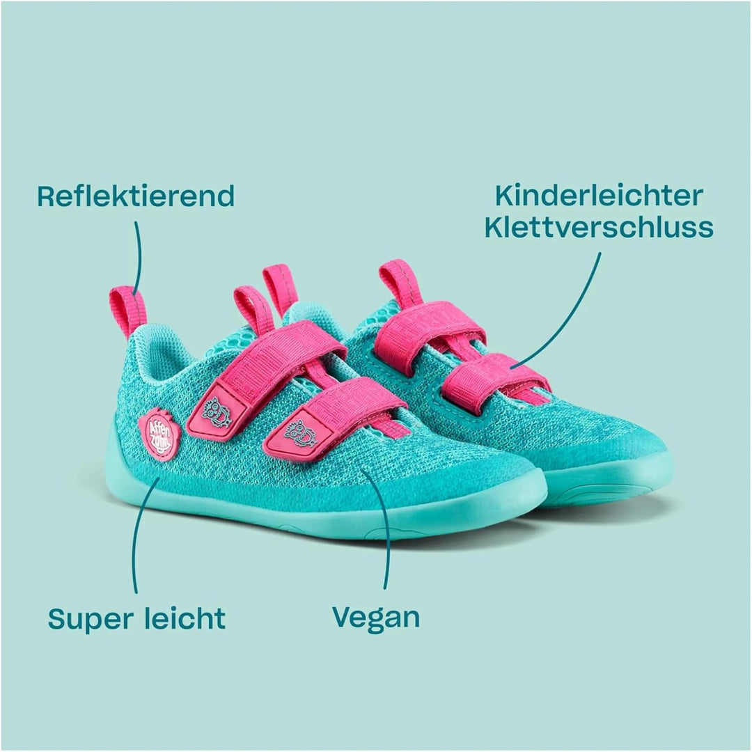 Affenzahn Halbschuh Knit Happy mit Klettverschluss, Vegan, rutschfest, Flexibel, Reflektierend, beso