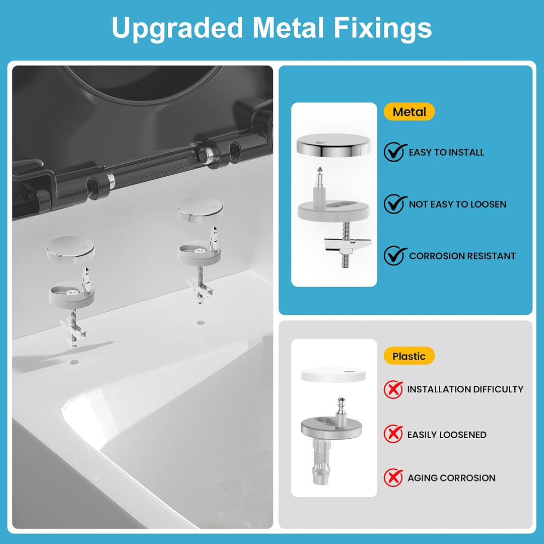 YEAUPE PRO WC Sitz D Form [KURZ], Grau | Toilettendeckel mit Absenkautomatik | Klodeckel, Klobrille