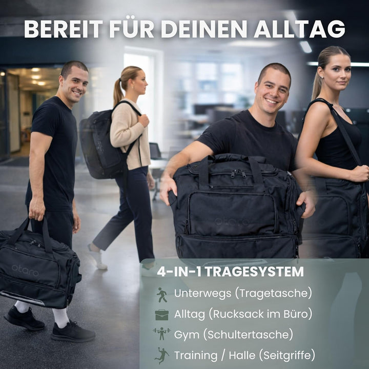 OTARO Sporttasche mit Schuhfach & Nassfach – 50L Reise- & Fitnesstasche mit Laptopfach, Rucksackgurt