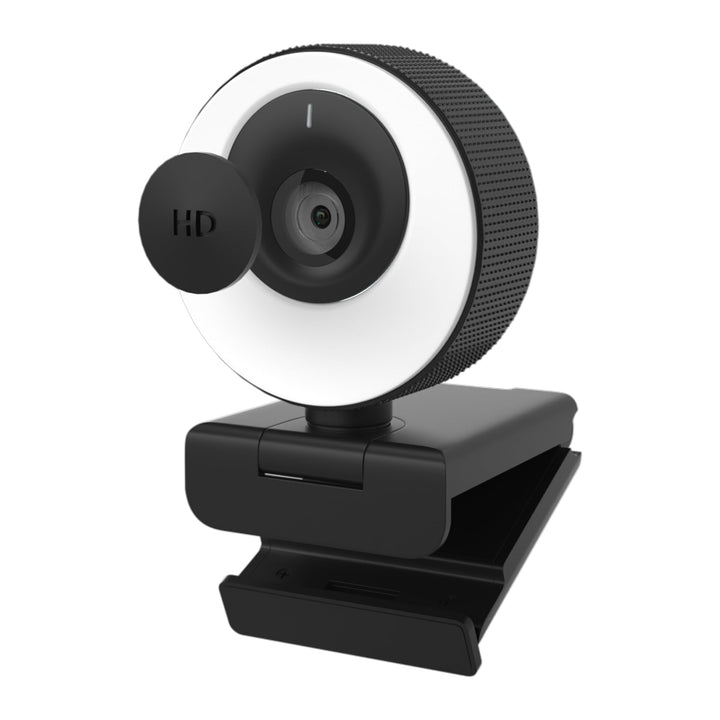 1080P Webcam mit Mikrofon, 60 FPS, Ringlicht mit 3 Lichtmodi, Autofokus, 89° Weitwinkel, Full-HD, Vi