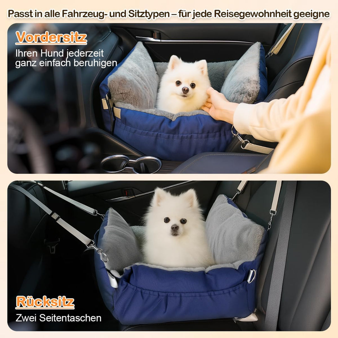 3-in-1 Hundesitz fürs Auto &amp; Reisebett für kleine Hunde – Tragbarer Autositz mit erweiterbarer Liege