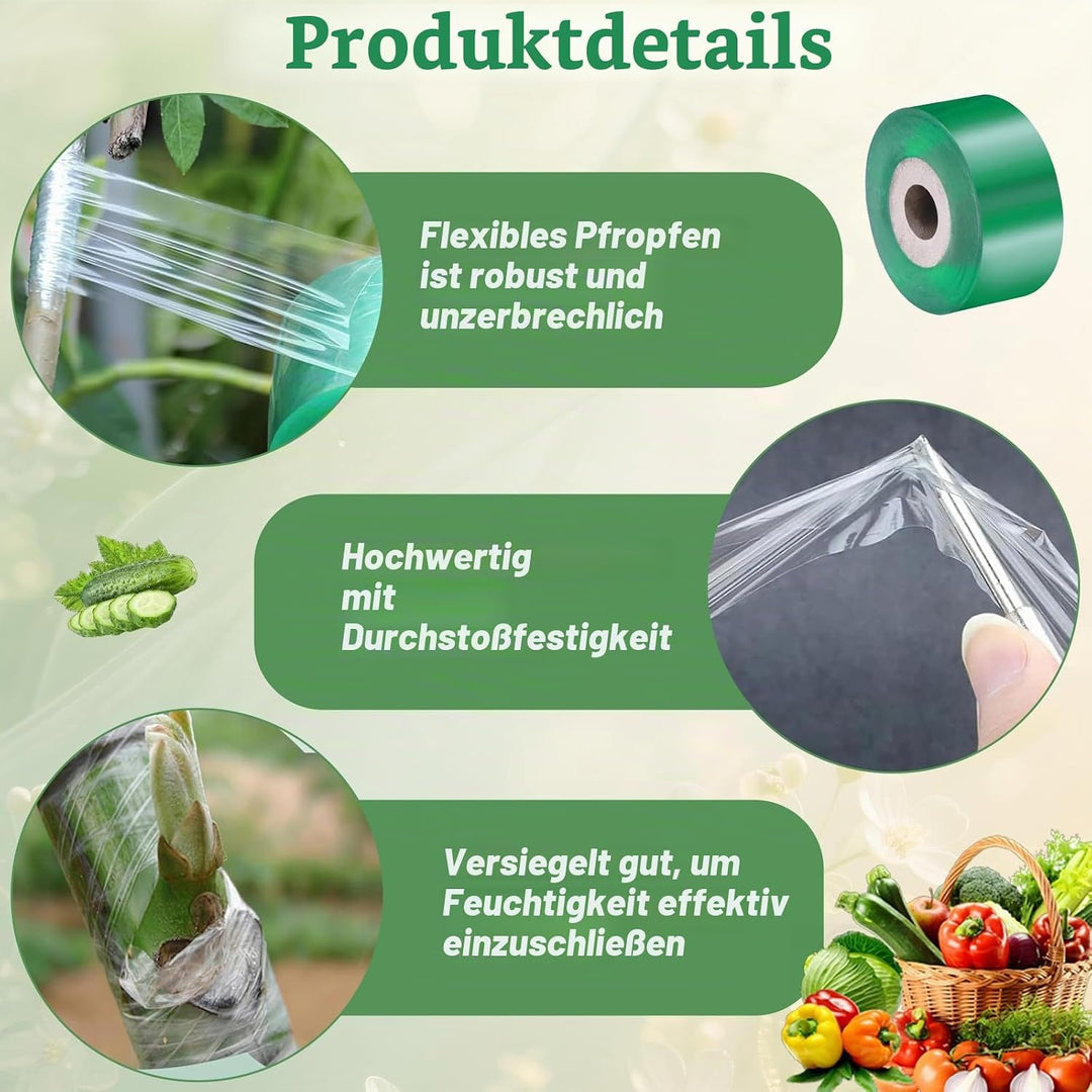4 Rollen Pfropfband, 120M x 2CM, dehnbares Baumpfropfband, Pflanzenreparaturband, für Knospen, Pflan