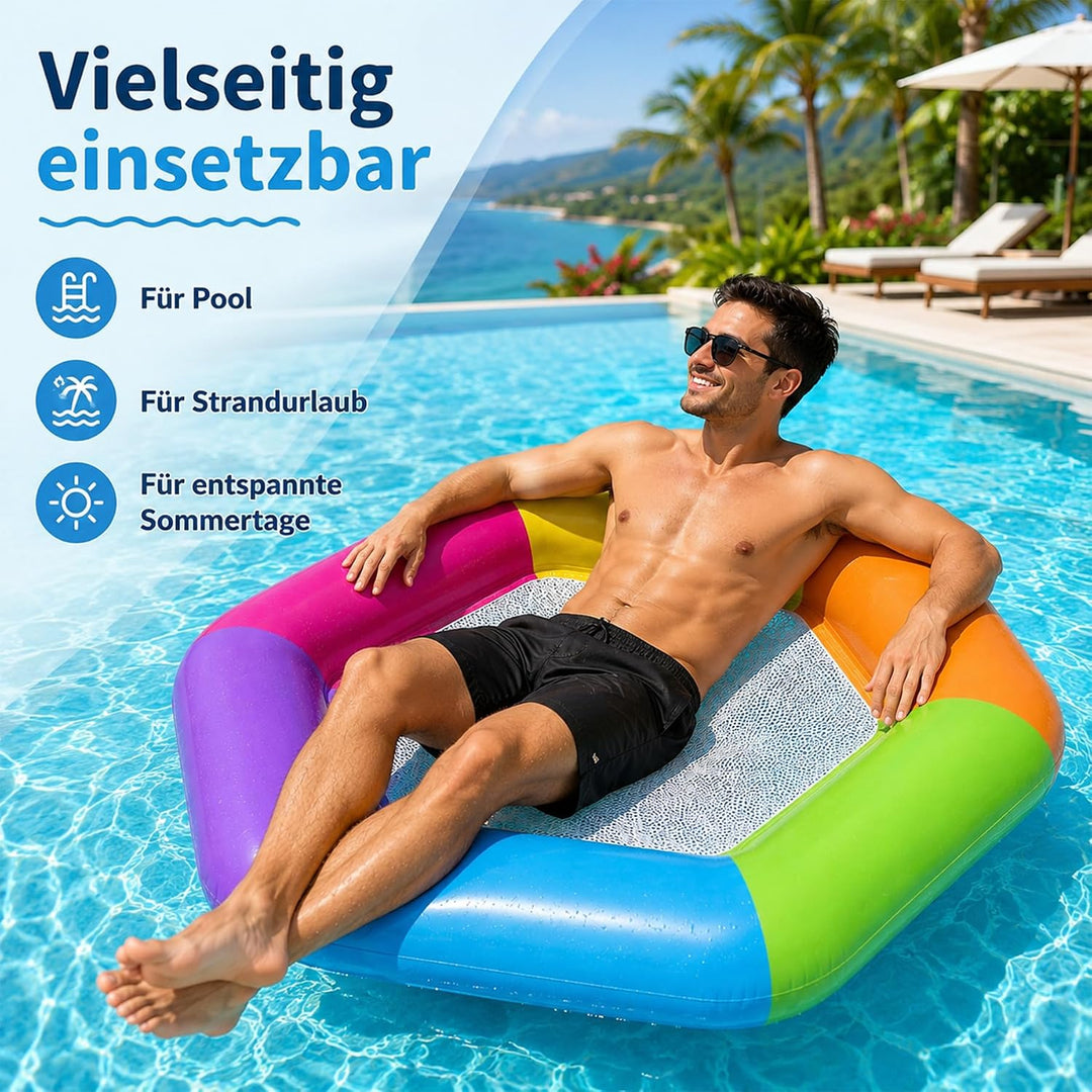 Aufblasbares Schwimmbett,Luftmatratze Pool Erwachsene,Pool zubehör Sechseckig-Rosenrot, Sechseckig-R