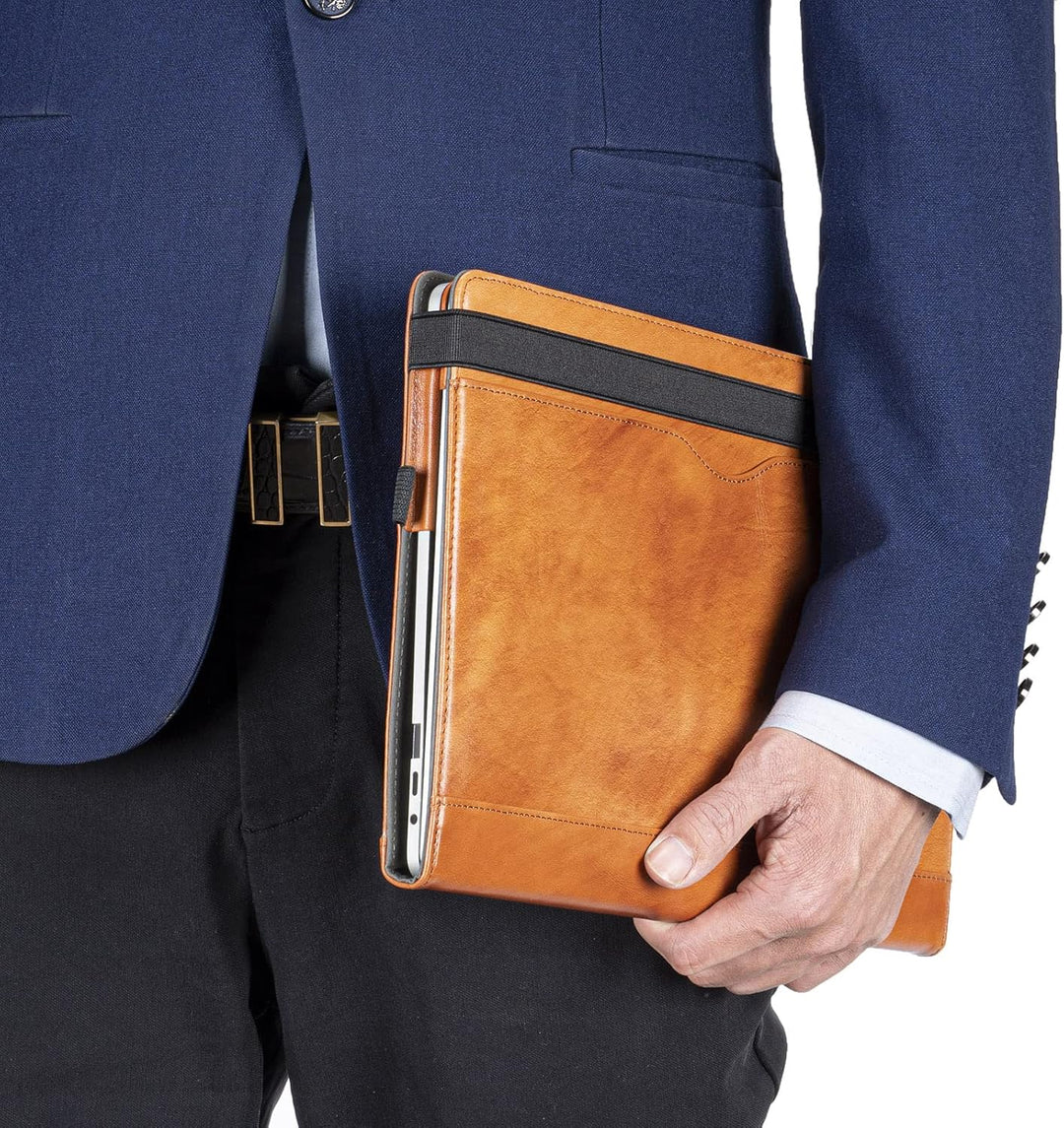 TYTX Hülle Kompatibel mit MacBook Air 13 Zoll Echtes Leder Cover Folio Book für MacBook Air 13 2021-