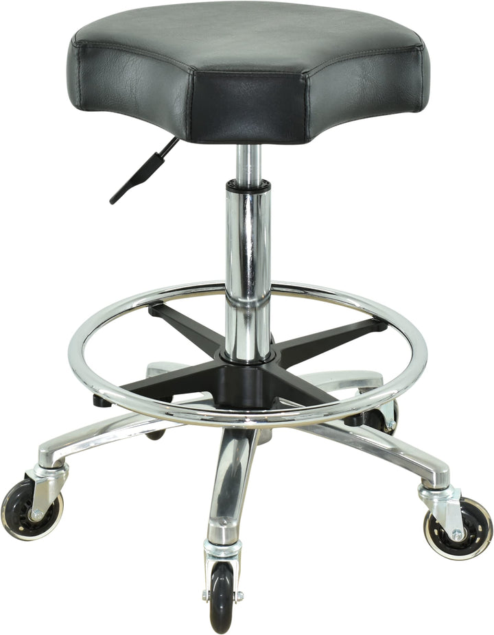 Ergonomischer Rollhocker mit Premium-Rollen und Fussring - Höhenverstellbar von 55-75 cm - Drehhocke