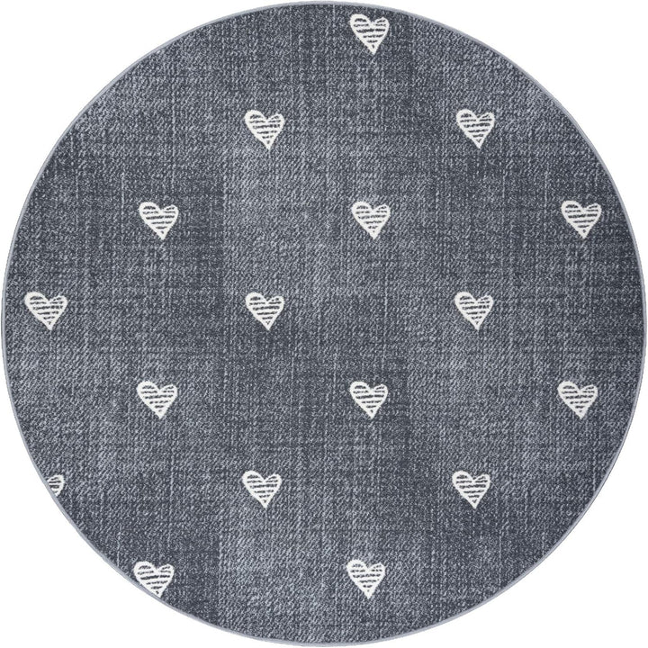rugsx Teppich für Kinder Hearts Jeans, Vintage Herzen - grau Kreis 133 cm HEARTS grau kreis 133 cm,
