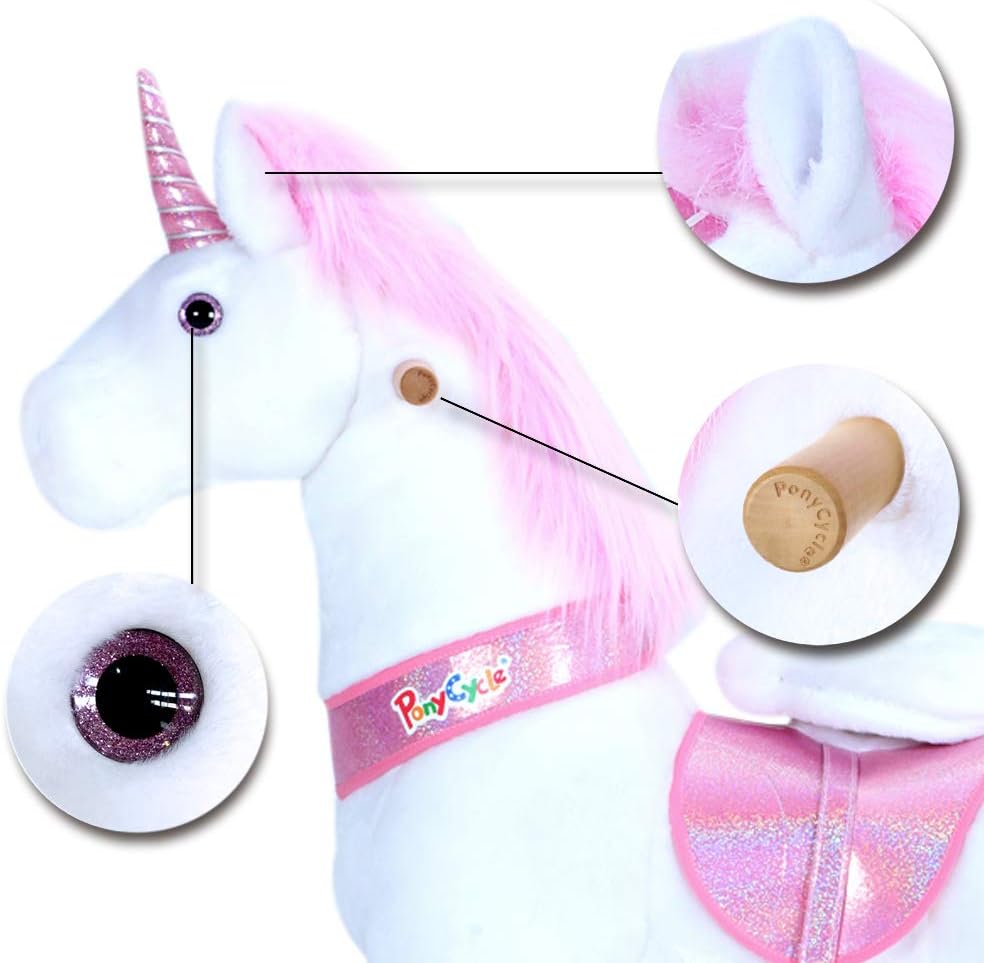 PonyCycle Offizielle Klassisch U-Serie Reiten auf Einhorn Spielzeug Plüsch Lauftier Rosa Einhorn für