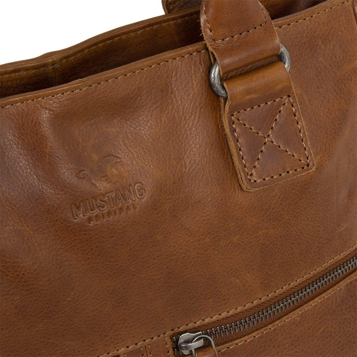 Mustang Memphis Leder Umhängetasche Shopper Cognac